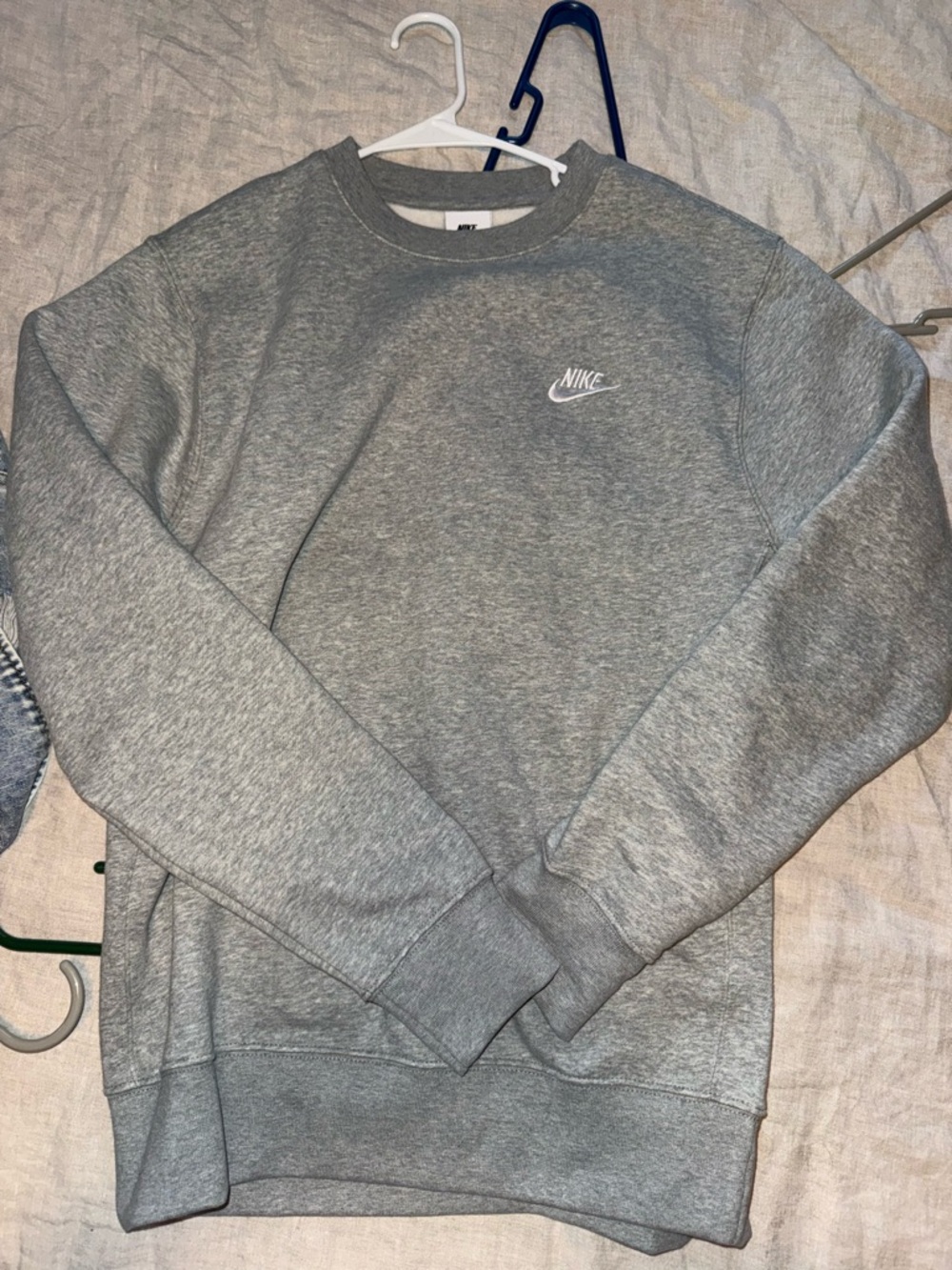 Nike Men's Heather Gray Crewneck Sweatshirt with White Logo